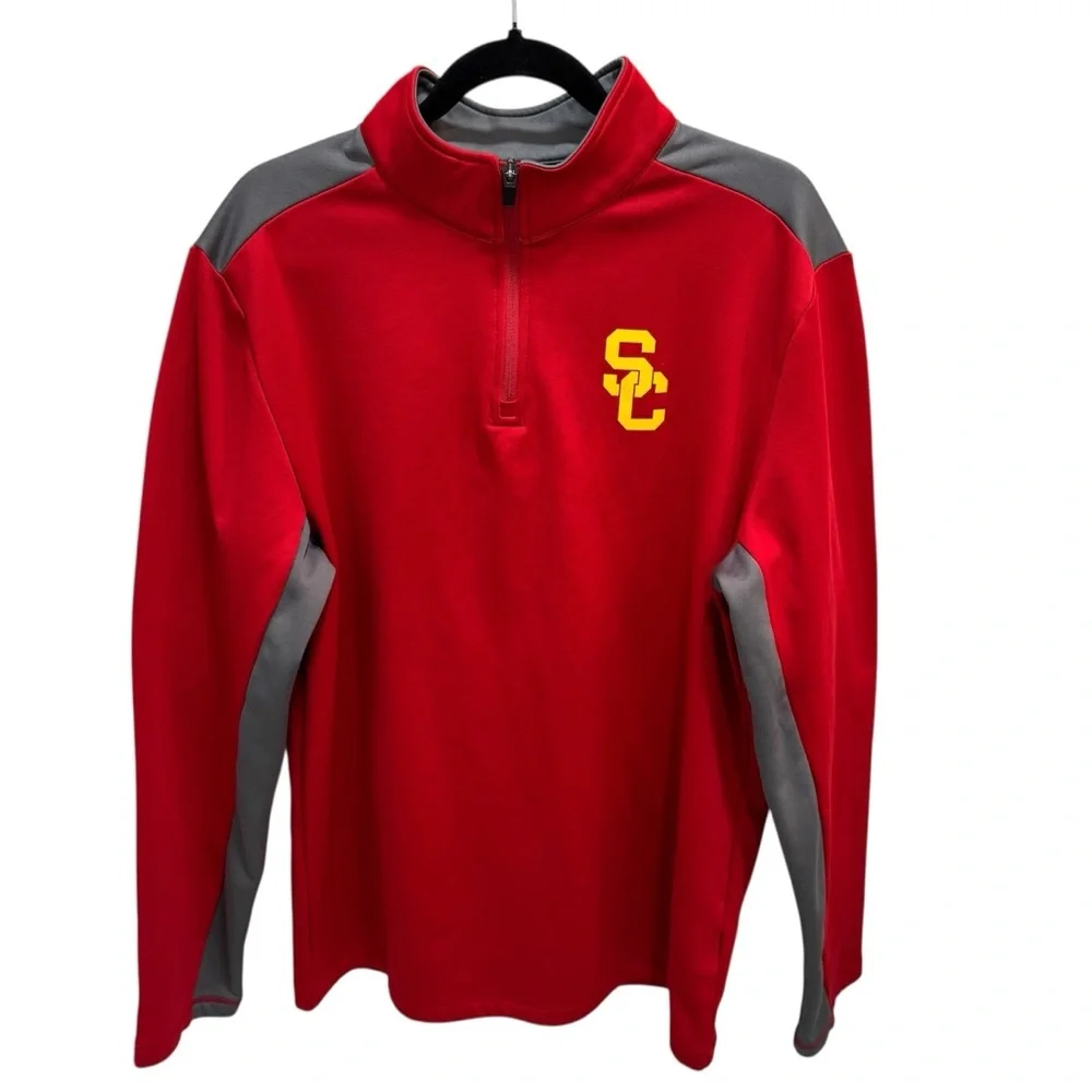 USC Trojans Fanatics Cardinal Logo Colorblock 1/4 Zip Jacket Men's Large - Picture 1 of 11